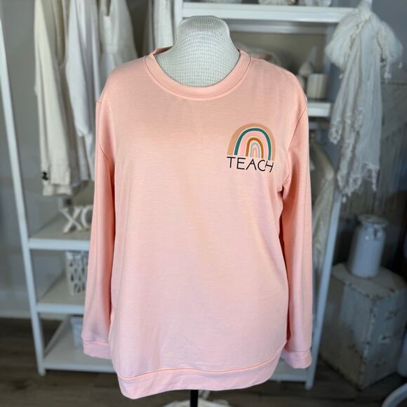 Teacher, Teach women’s plus size 2X crewneck sweatshirt, casual, school, #3635 - Picture 1 of 8